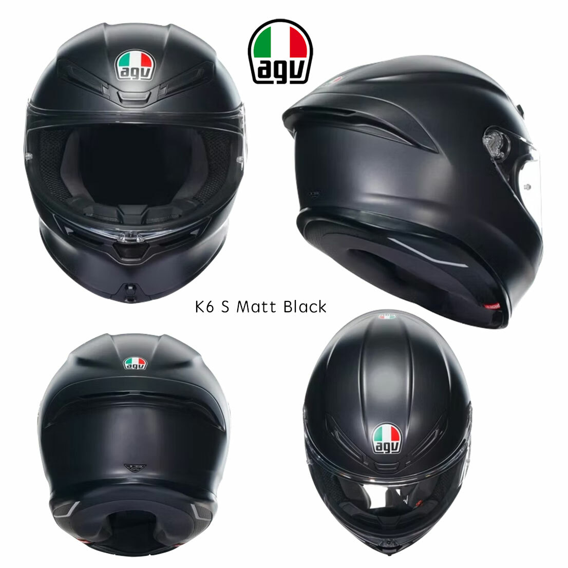 AGV K6S Matt Black 素色 全罩安全帽 消光黑