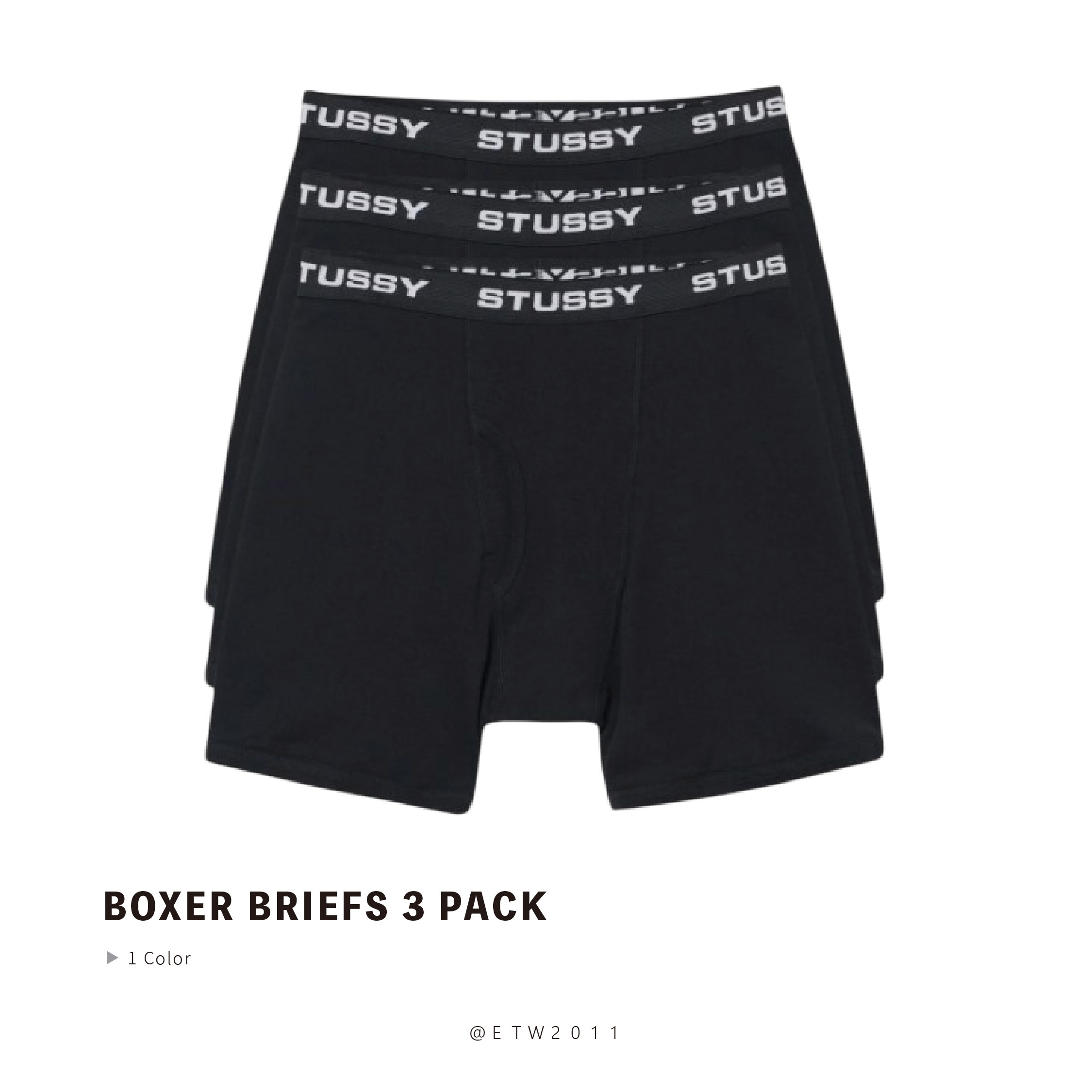 ☆ETW☆【EASY TO WEAR】STUSSY BOXER BRIEFS 3 PACK 內褲 黑 單件售