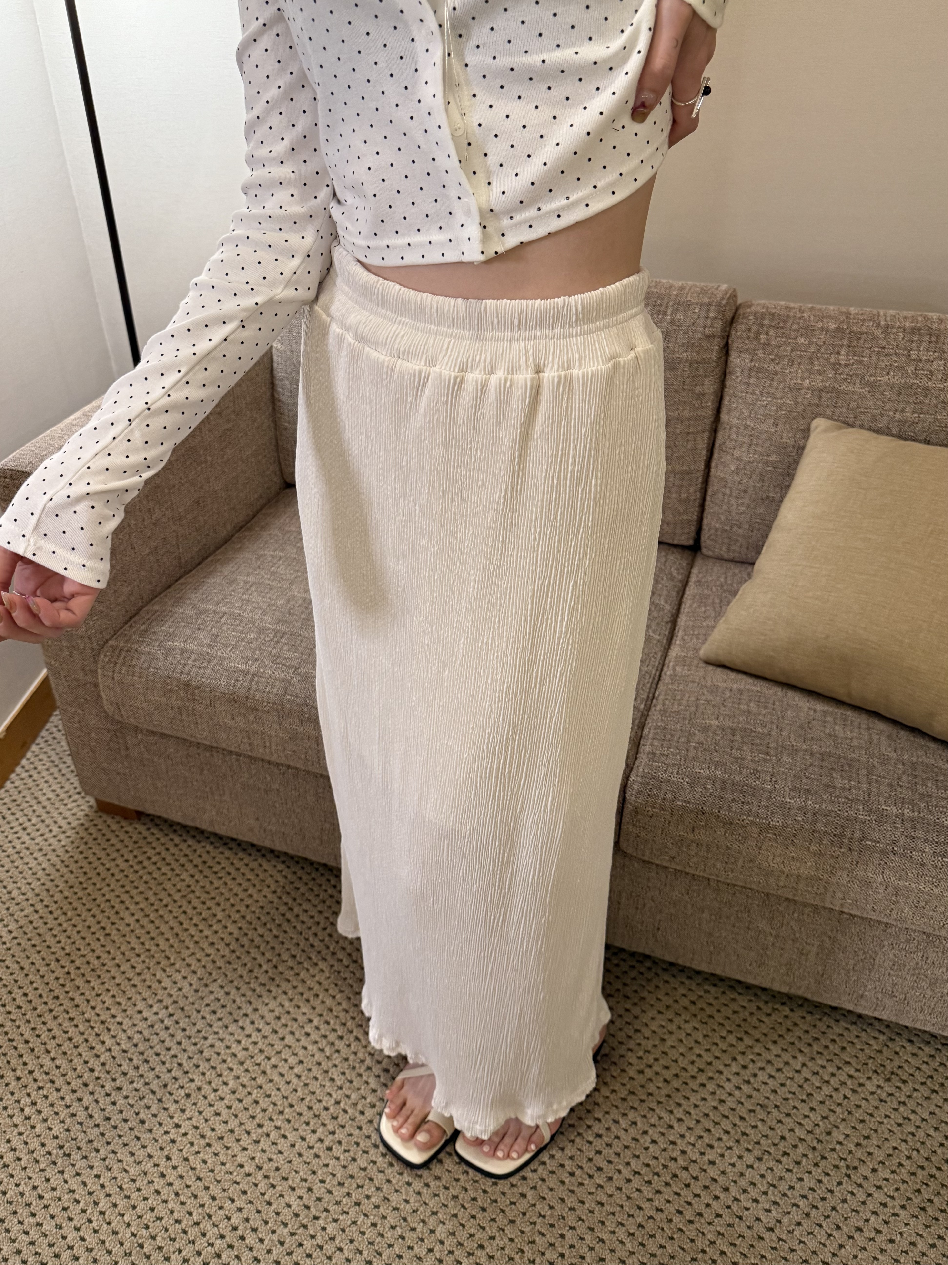 韓國就是要舒服樹紋彈力裙/2色均碼/白