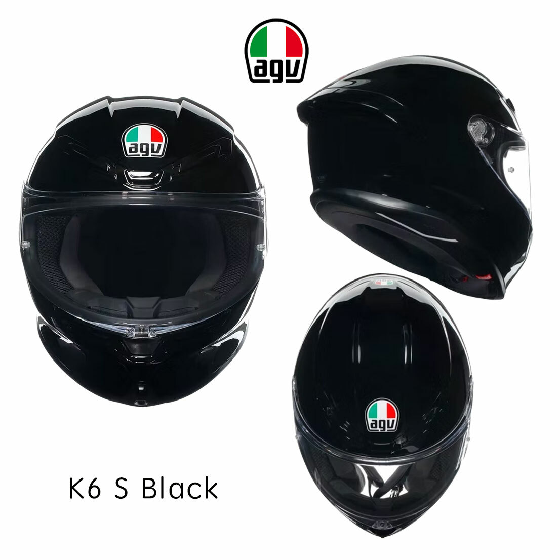 AGV K6S Black 素色 全罩安全帽 亮黑
