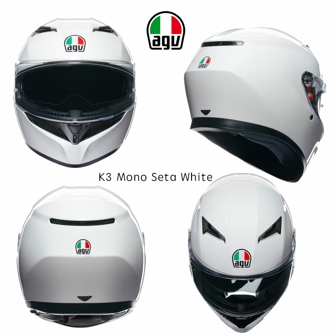 AGV K3 Mono Seta White 全罩式安全帽 亮白