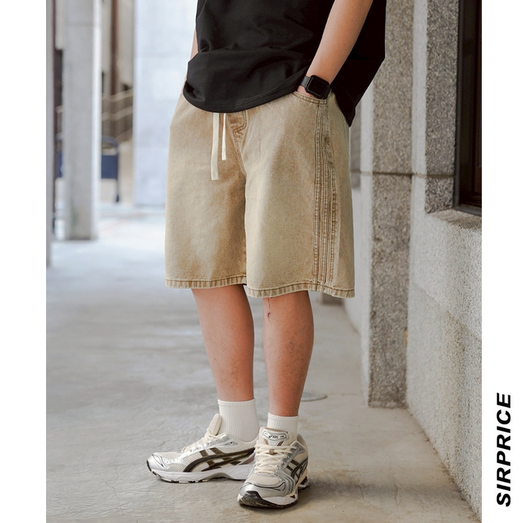 水洗牛仔短褲  復古刷色