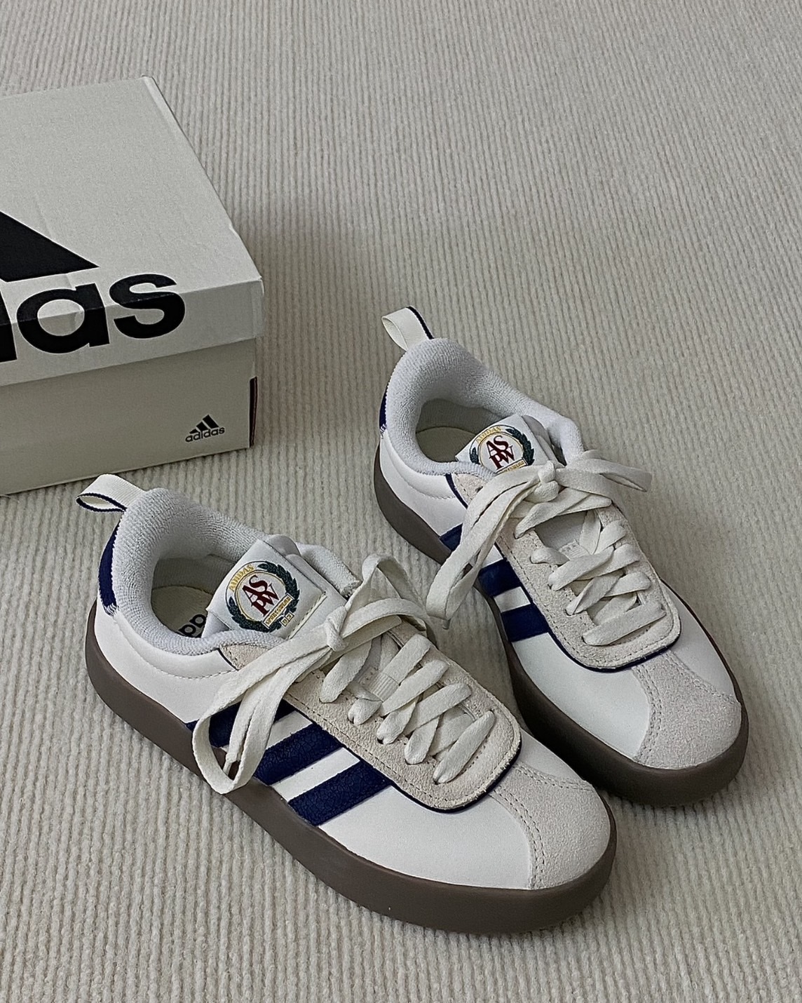 <復古學院風!!!> Adidas Neo Vl Court 3.0 德訓鞋 麂皮 三線 復古米白