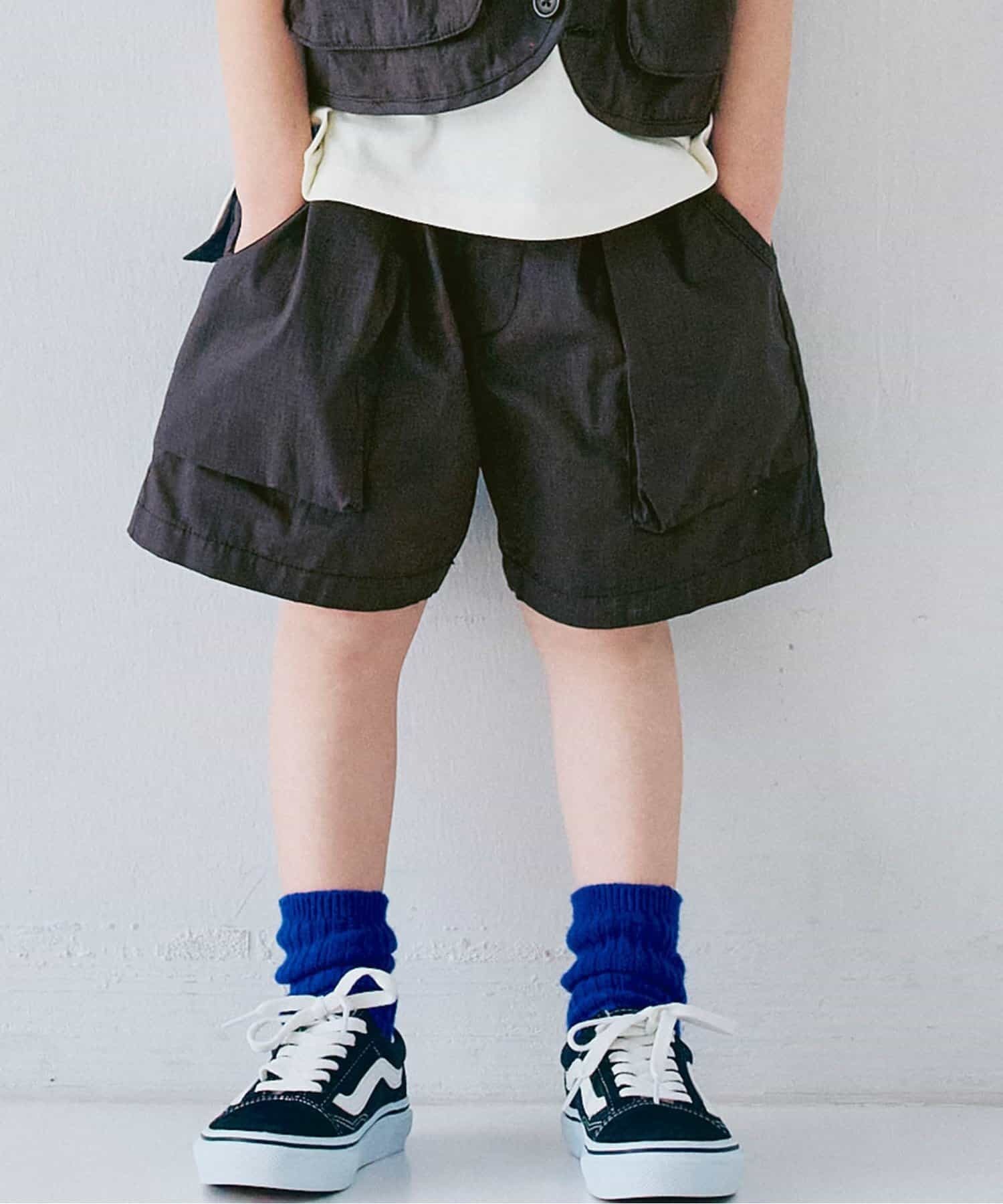 日本 p.premier 立體水洗仿舊 純棉寬版工裝短褲 (共2色，130) P223025