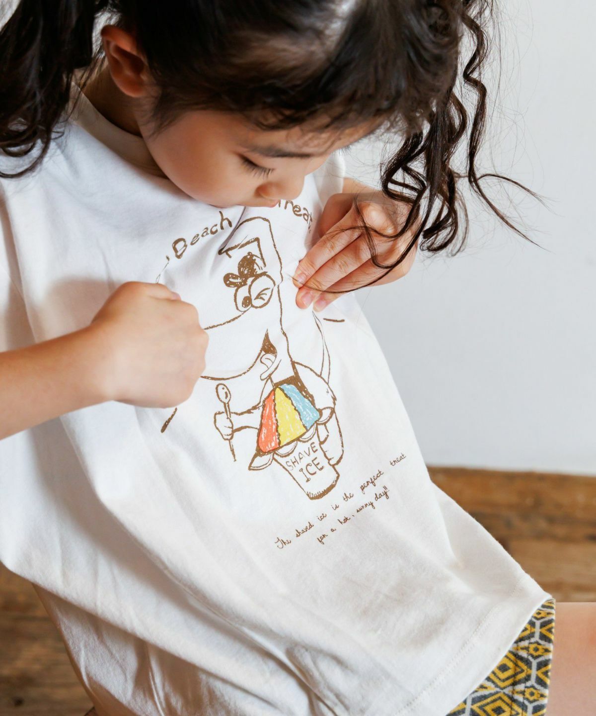 日本 MYD 夏天冰淇淋 繭型短袖上衣 (象牙白，130) M520126