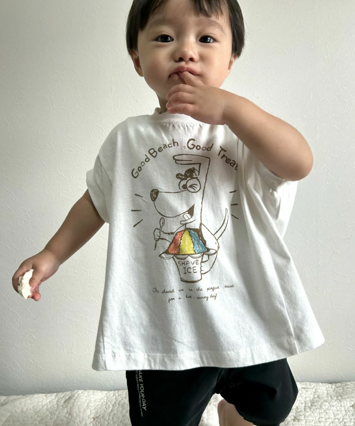 日本 MYD 夏天冰淇淋 繭型短袖上衣 (象牙白，130) M520126