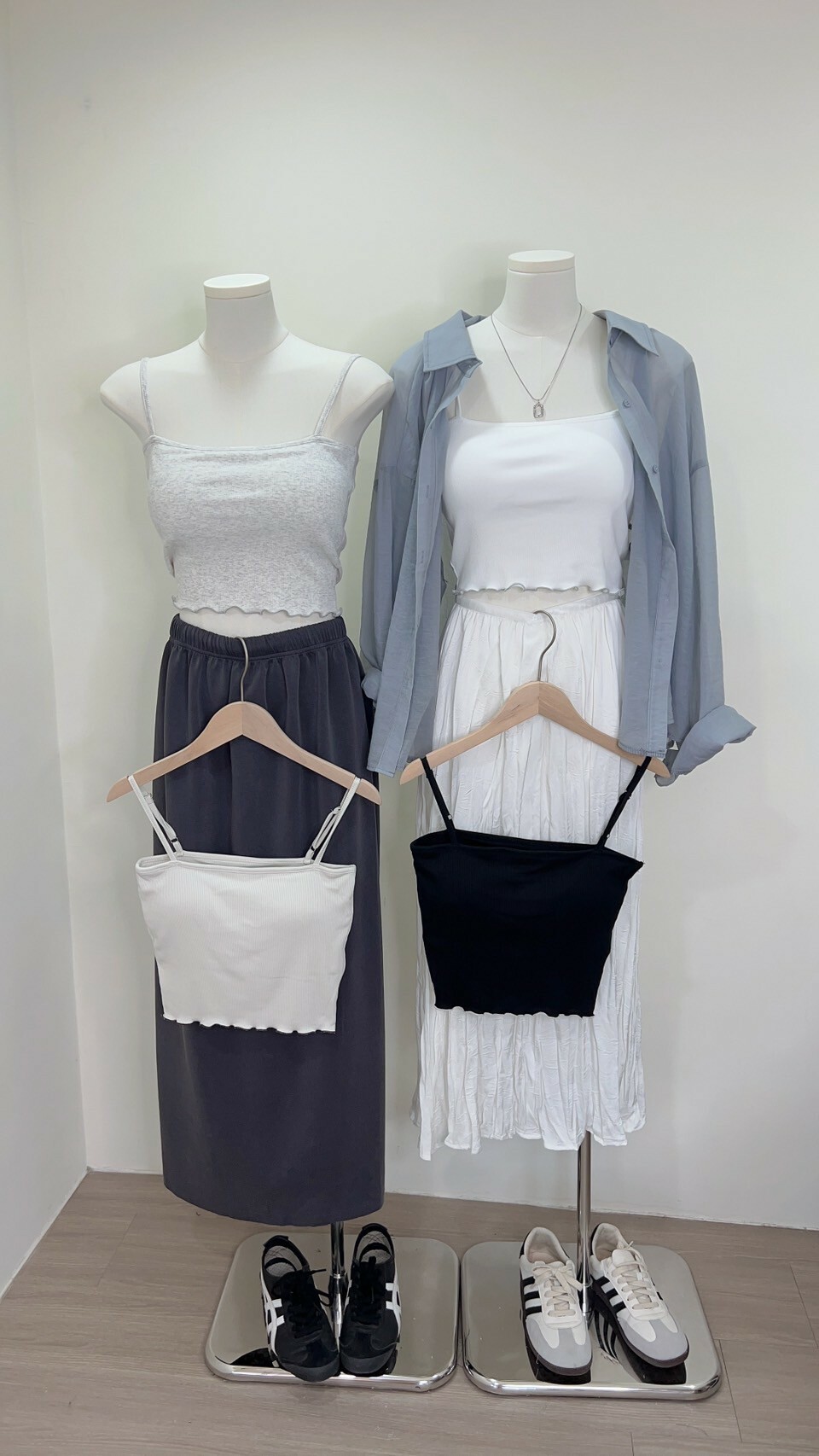 撞色木耳捲邊背心