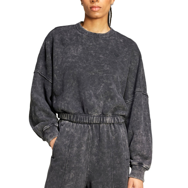 ADIDAS 大學T P ESS SWEATER 水洗灰 短版 長袖 女 IW5756