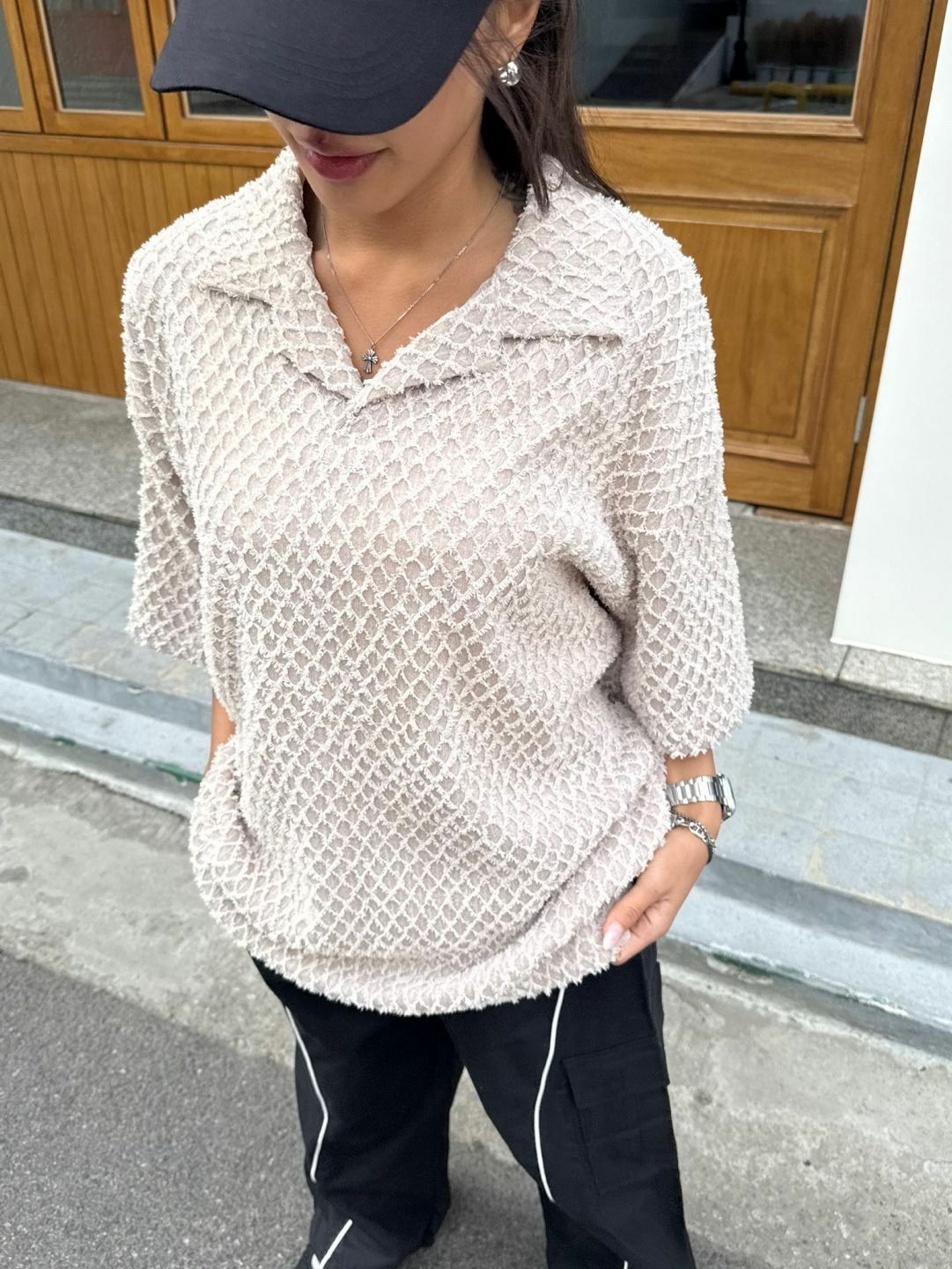 淨色暗紋短袖Polo Tee 3.14-071T