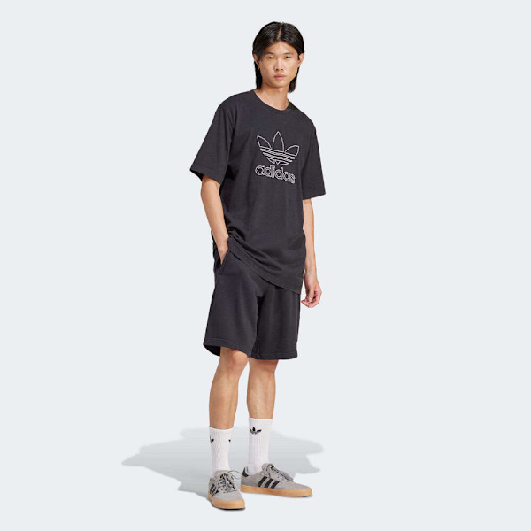 ADIDAS 短褲 OUTL TREF SHORT 黑 三葉草 基本款 棉褲 男 IU2370