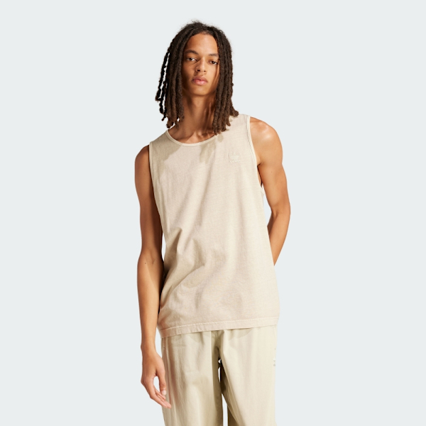 ADIDAS 背心 ESS+ DYE TANK 米色 休閒 棉質背心 男 IS1698