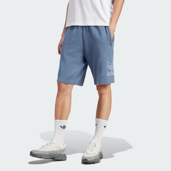 ADIDAS 短褲 OUTL TREF SHORT 湖藍 三葉草 基本款 棉褲 男 IR8005