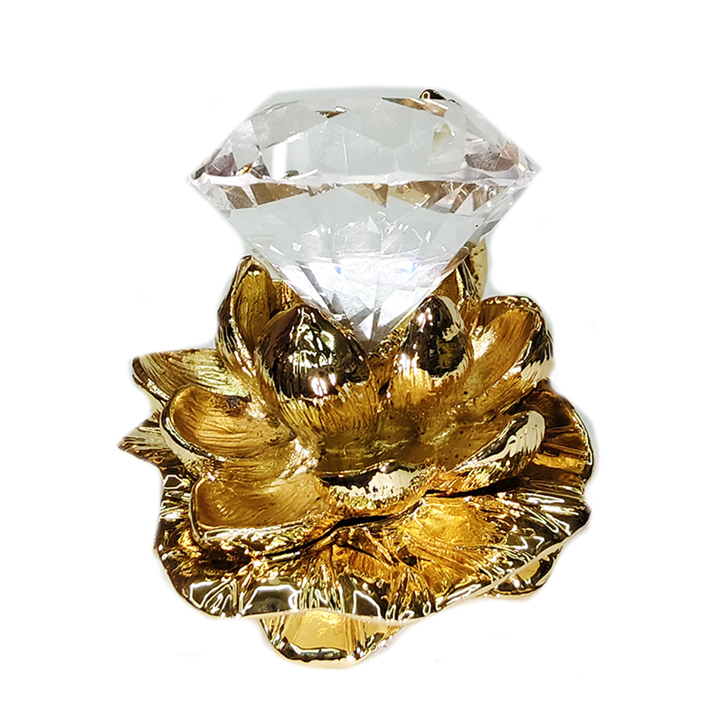 穩鑽{賺}水晶鑽石3公分&金蓮花座【十方】152406