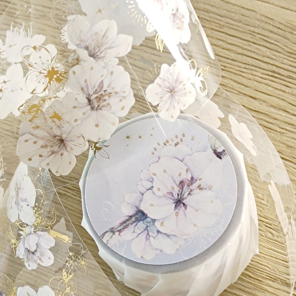 樂意Loi．寒香-梅花 5cm燙霧金亮面PET膠帶 <整捲/分裝>