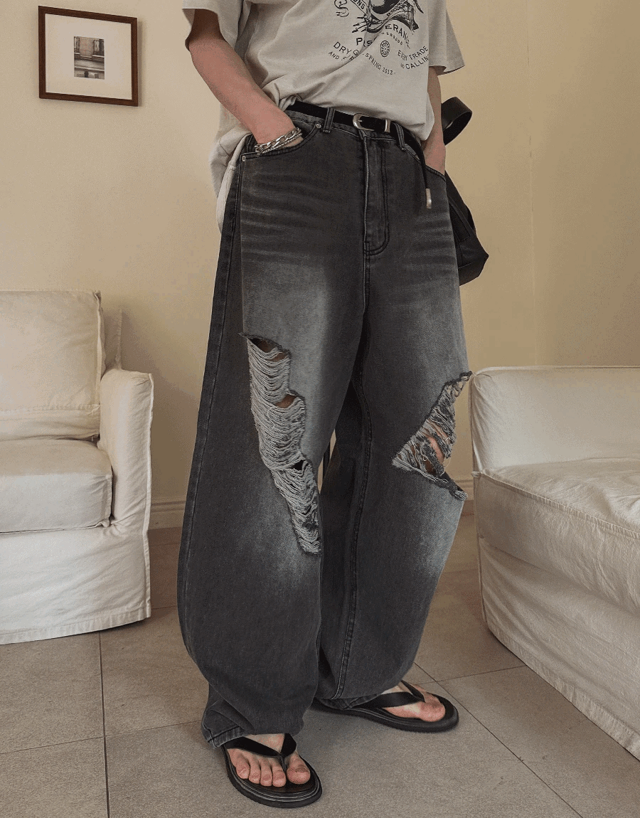 奧拉德米破洞牛仔水洗牛仔褲