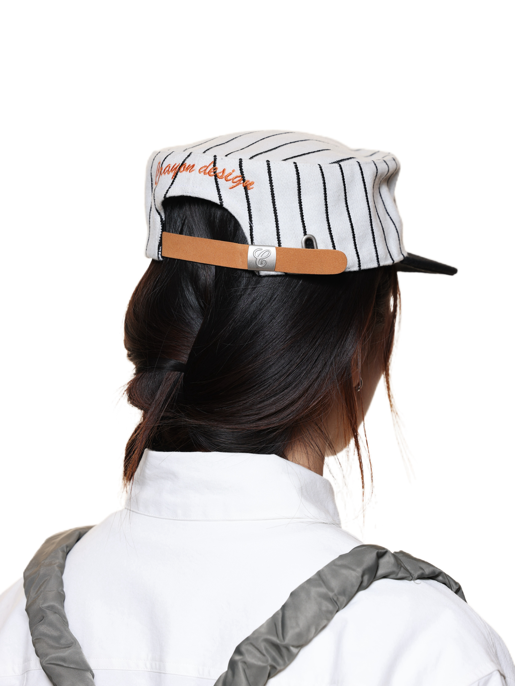 6cRAyon Pillbox Cap – Striped (Orange)