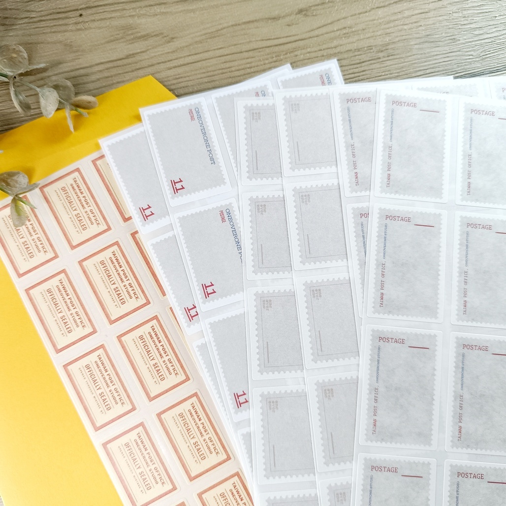 一分之一工作室．擬真風格郵票 模造紙標籤貼 組合