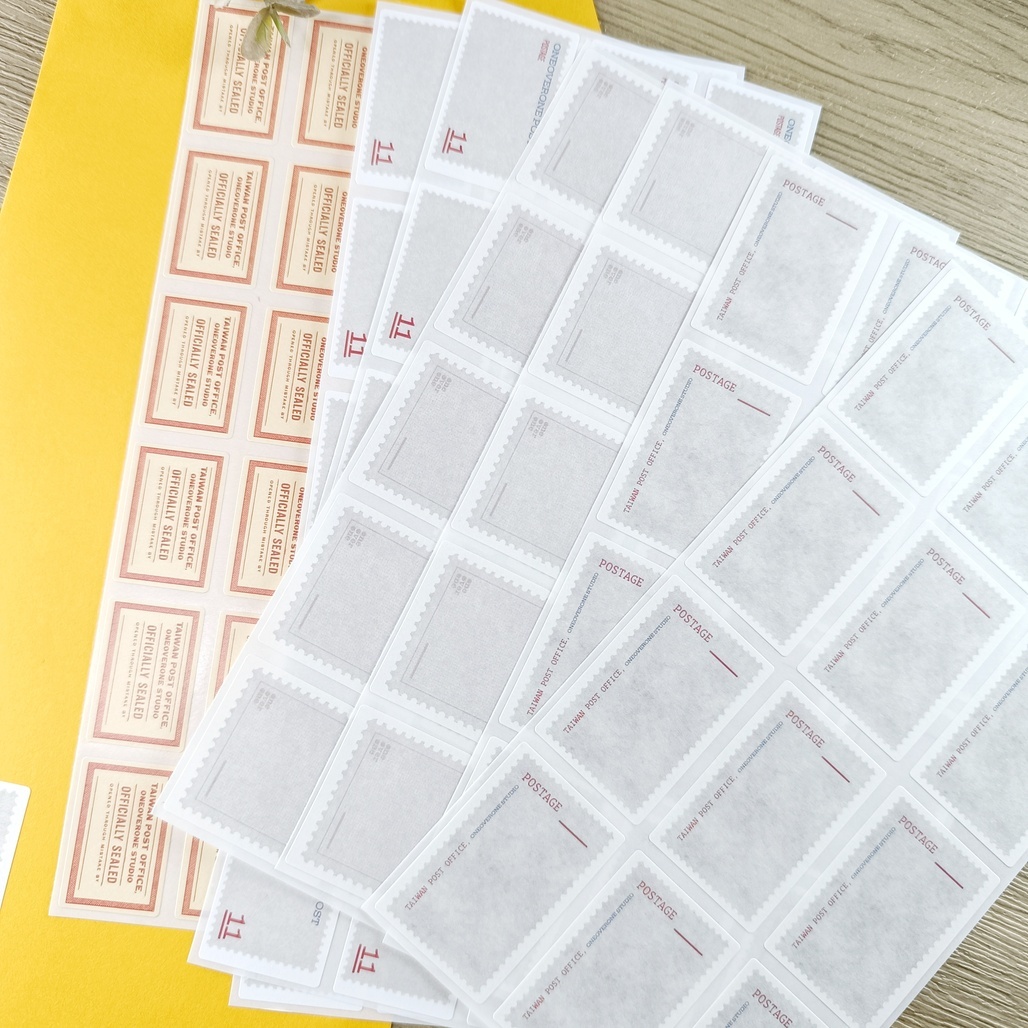 一分之一工作室．擬真風格郵票 模造紙標籤貼 組合