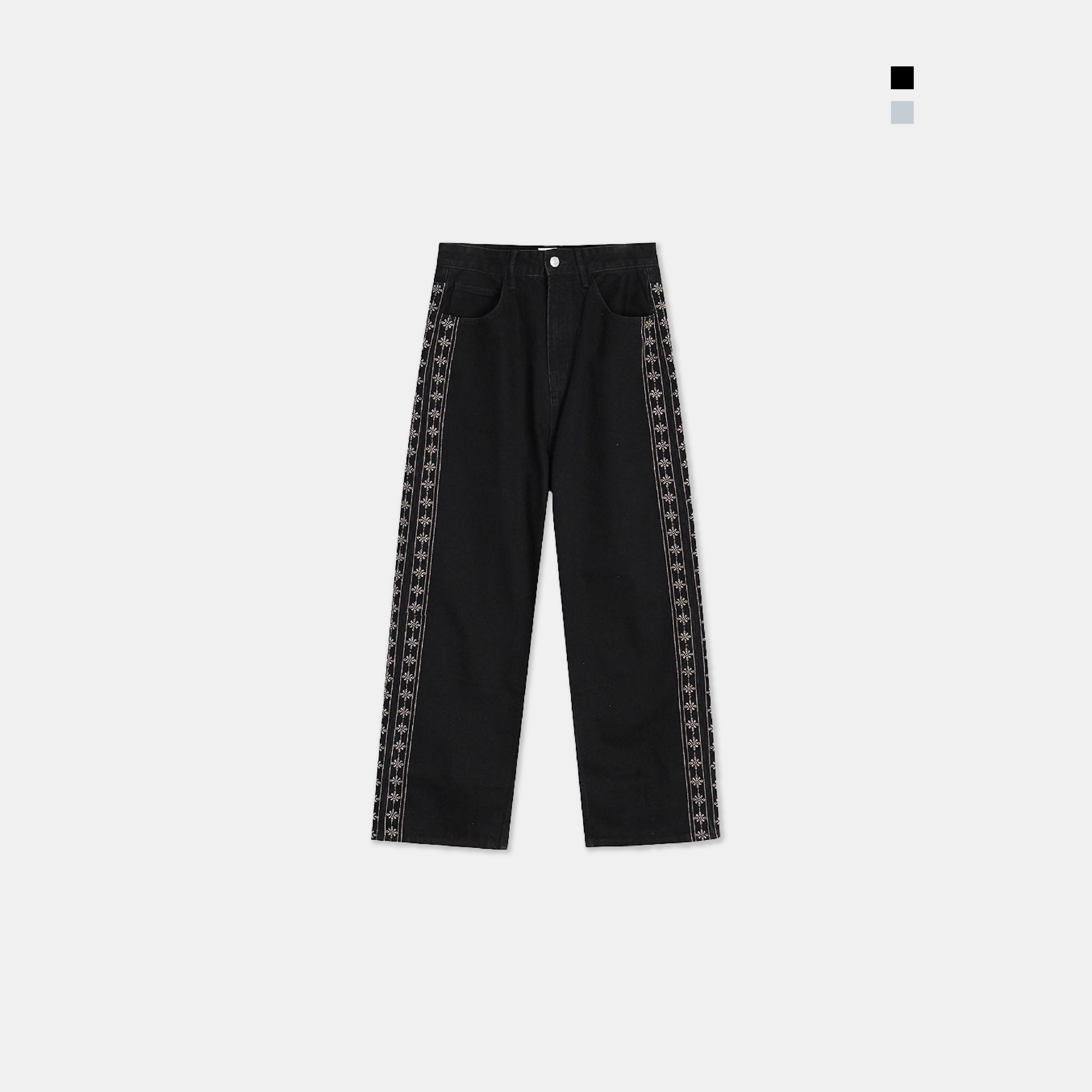 Holy in code 側邊條 高端 刺繡 牛仔褲