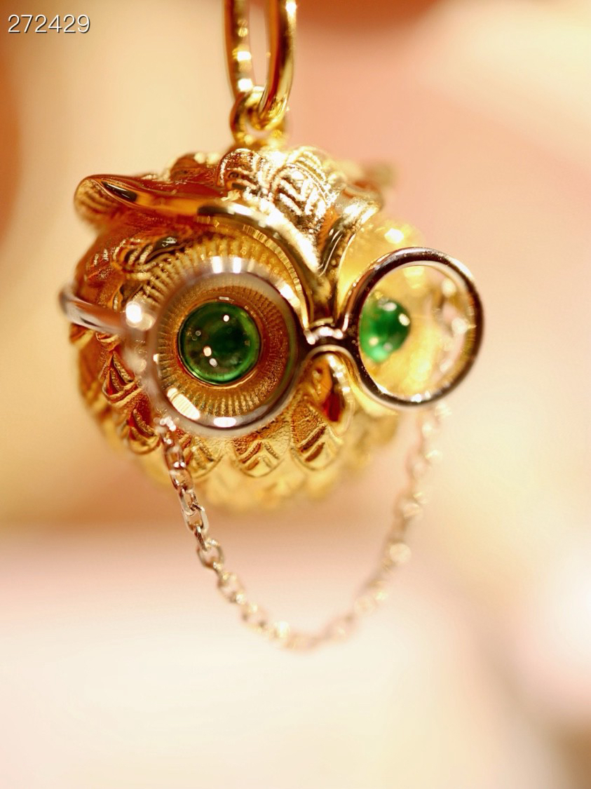 18K祖母綠 · 招財貓頭鷹吊墜🦉