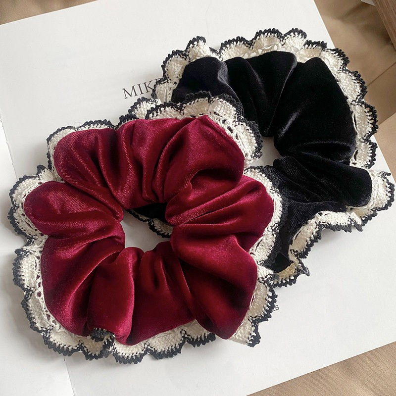 [3 FOR RM10] Vintage Velvet Lace Trim Scrunchies