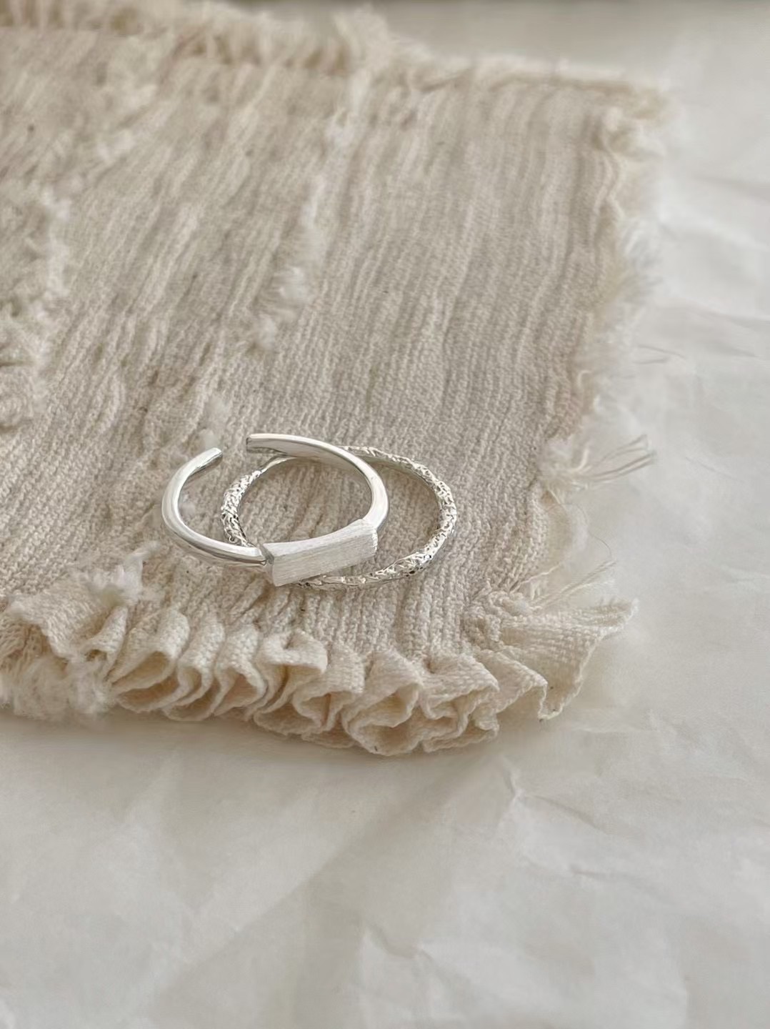 S925 silver square point ring