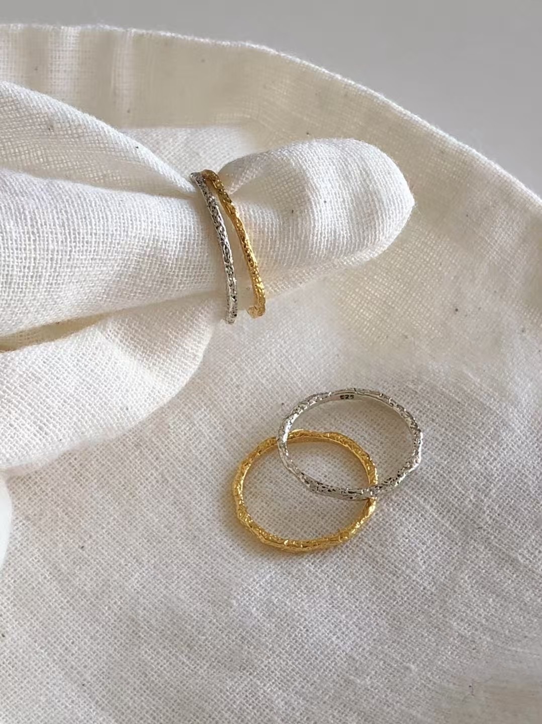 S925 silver texture ring