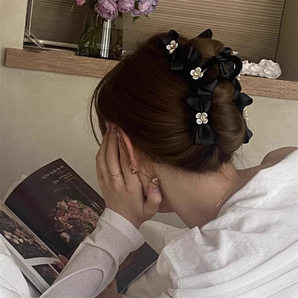 Elegant Chanel-Inspired Camellia Bow Hair Claw