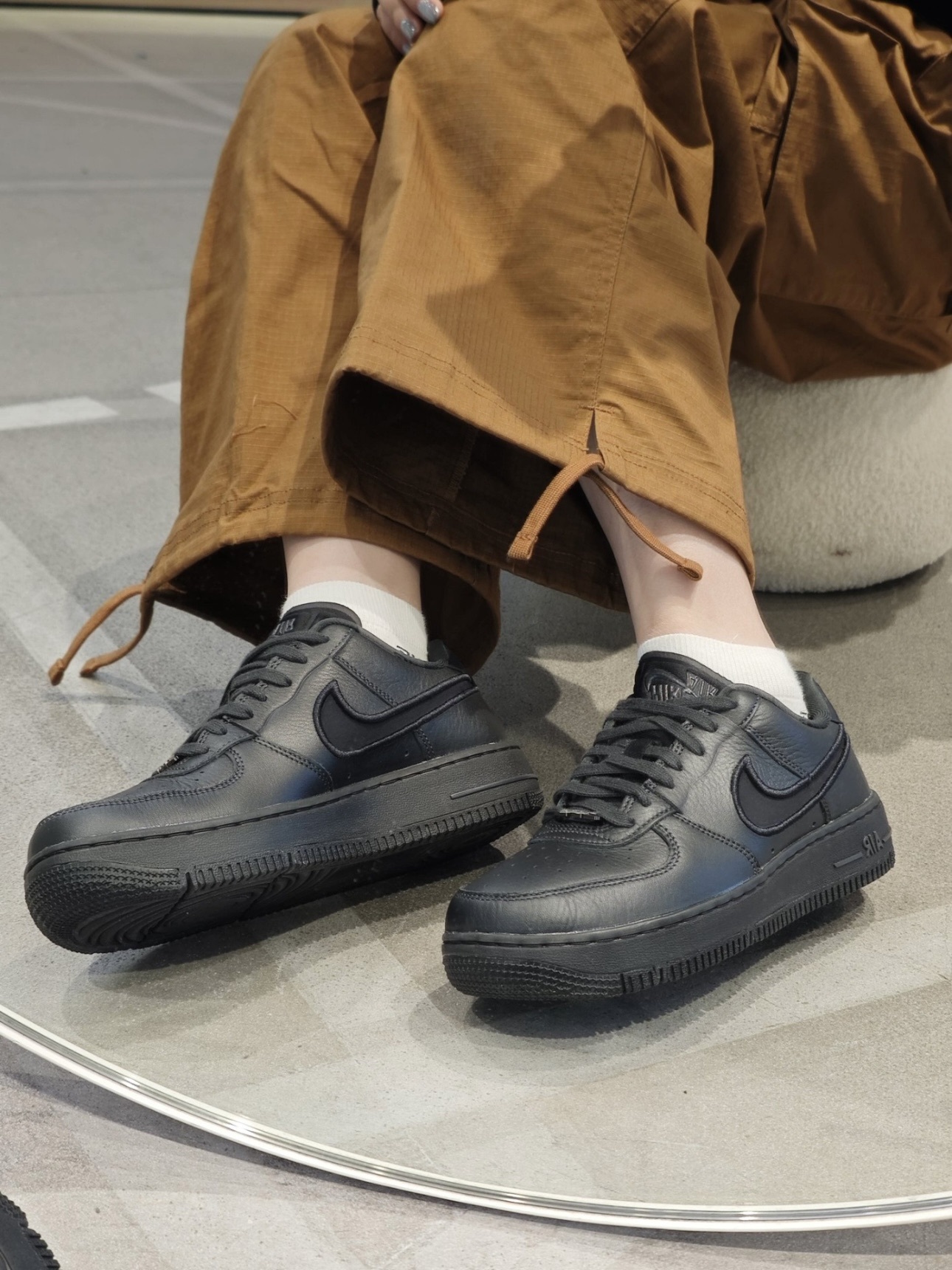 女鞋 NIKE AIR FORCE 1 DANCE 'Off Noir' 全黑 皮革 刺繡勾 休閒鞋【FJ7409-001】BAF1