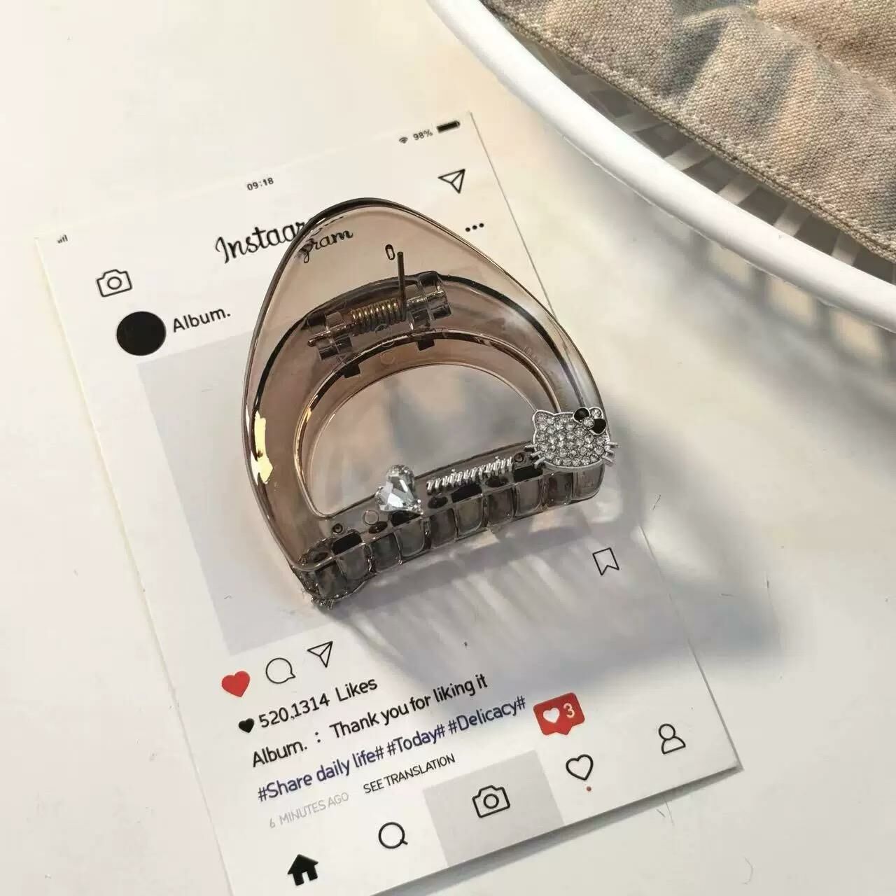 [2 FOR RM10] KT Cat Hollow Half-Moon Mini Claw Clip