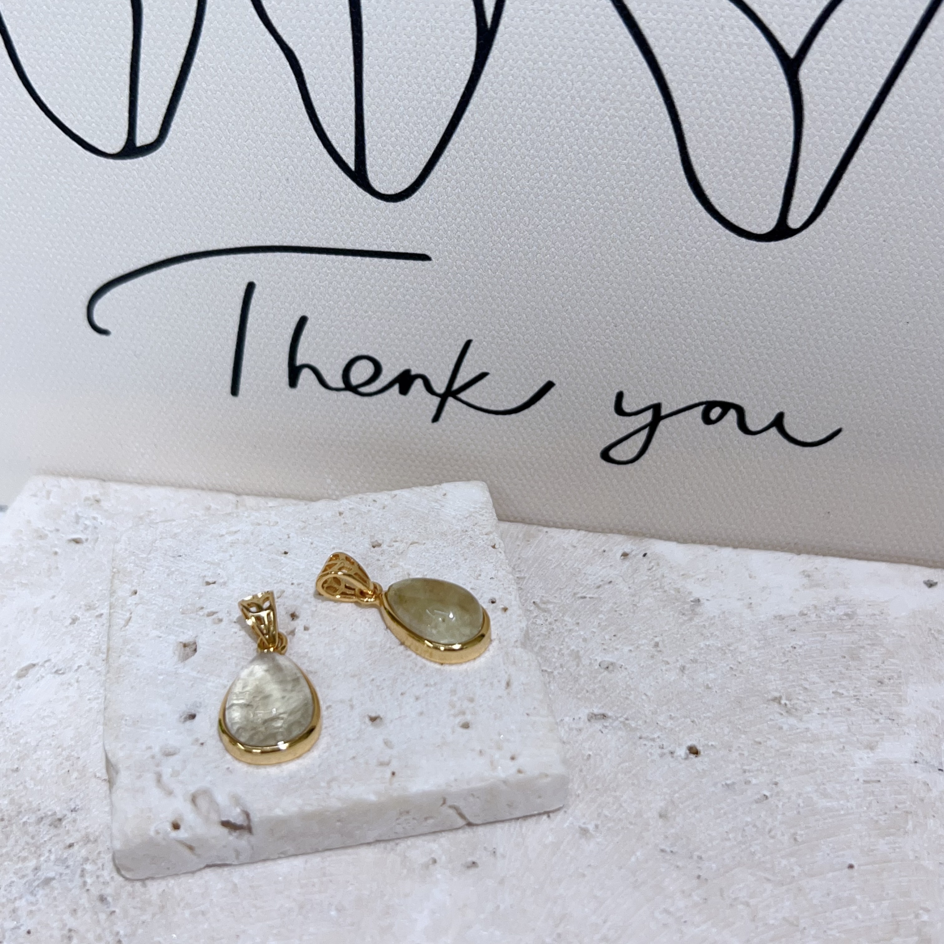 利比亞黃金隕石水滴形純銀吊墜(細）