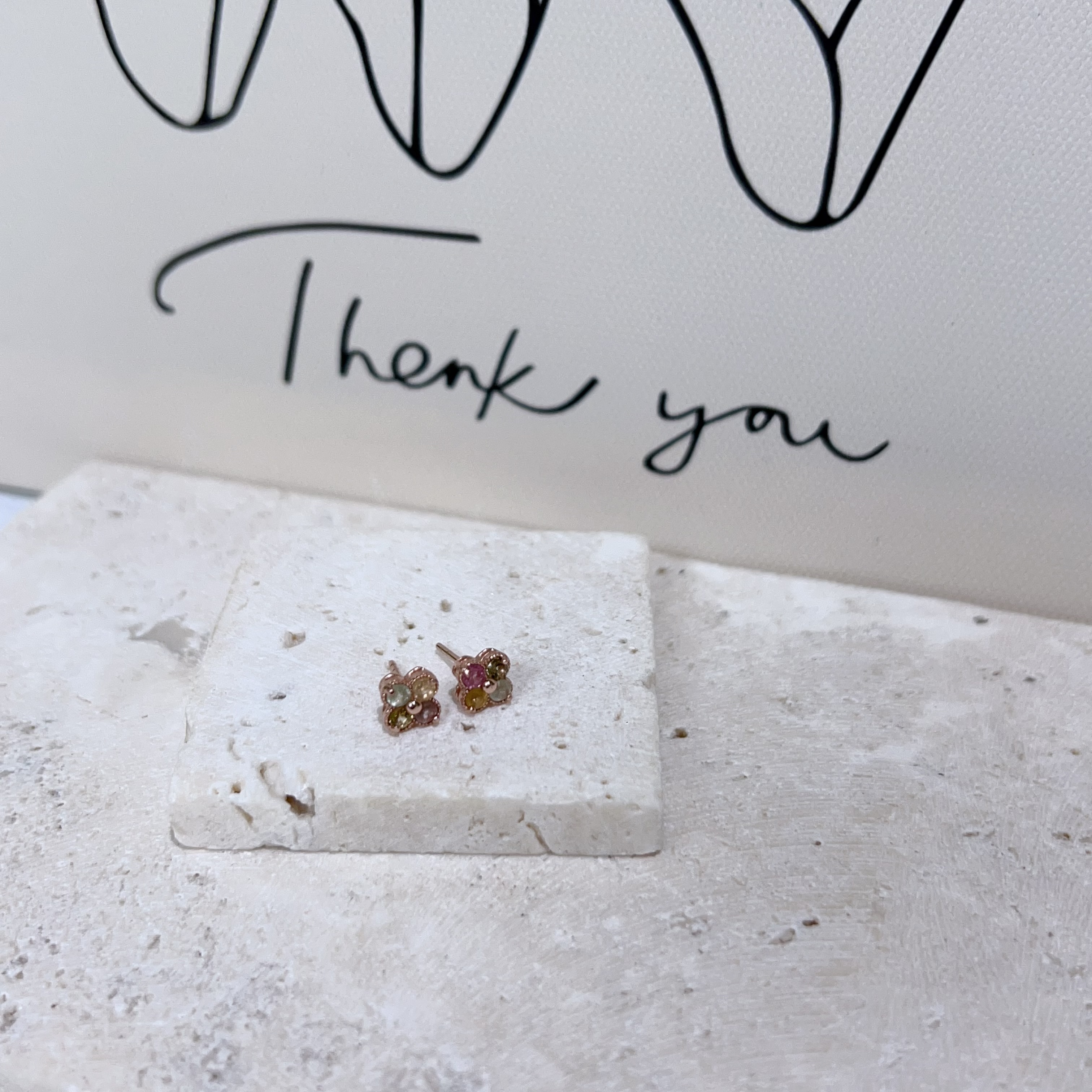 純銀玫瑰金四葉草碧璽耳環