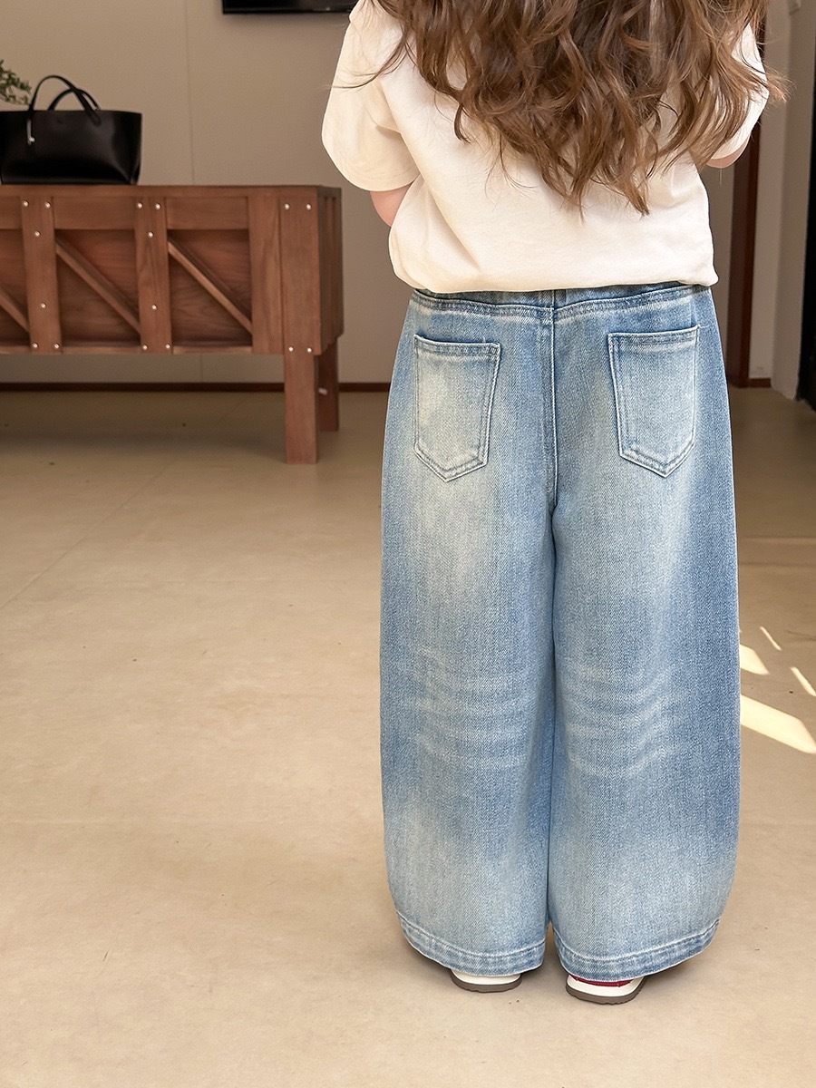 落地牛仔寬褲