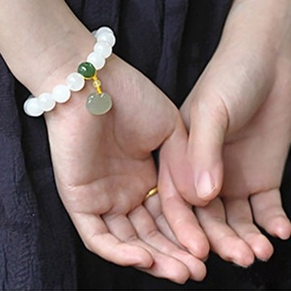 佛珠 手珠 手串 手鍊 串珠手鍊 和田玉手串 白玉佛珠 和田玉手鍊 手串 蜜蜡手串 平安如意鎖 吊墜 禮物 039