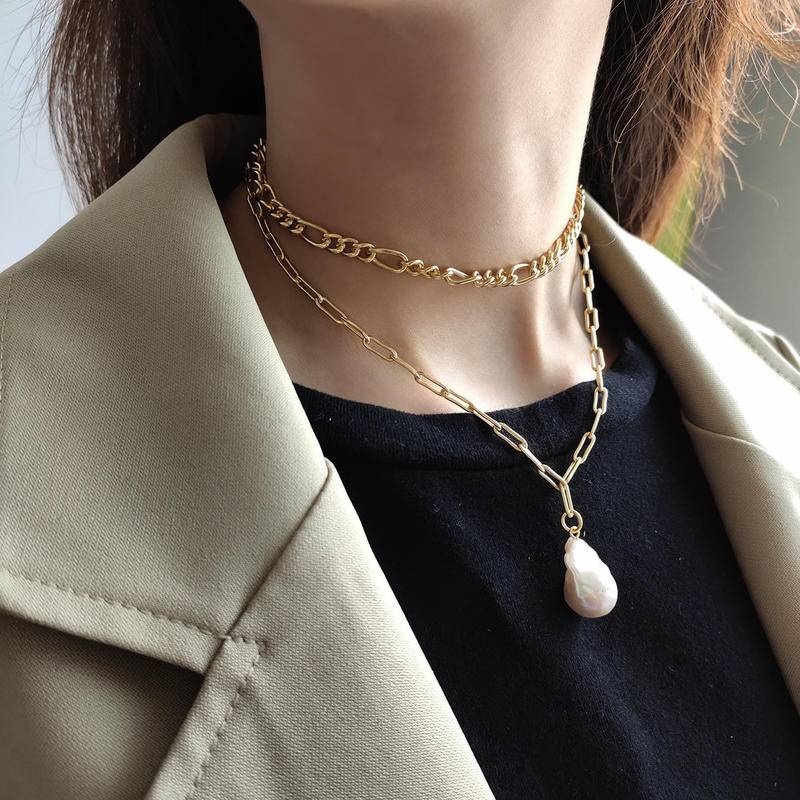 純銀項鍊 珍珠項鍊 金項鍊 韓國項鍊 ins項鍊 手工項鍊 日系項鍊 女生項鍊 巴洛克珍珠項鍊 短項鍊 生日禮物 248