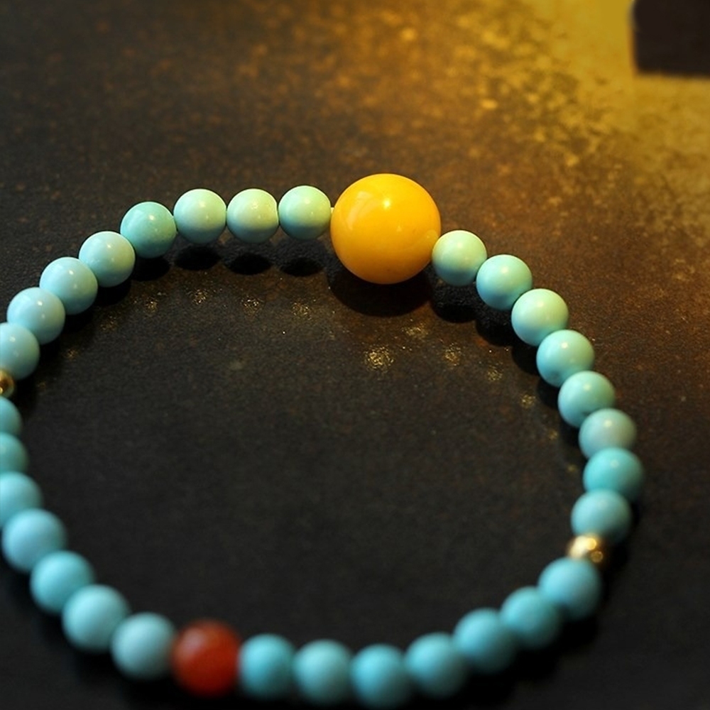 佛珠 手串 手環 手鍊 串珠 礦石手鍊 瑪瑙手鍊 綠松石手環 天然石手鍊 蜜蠟手鍊 女手鏈 避邪手鍊 禮物 送禮 036