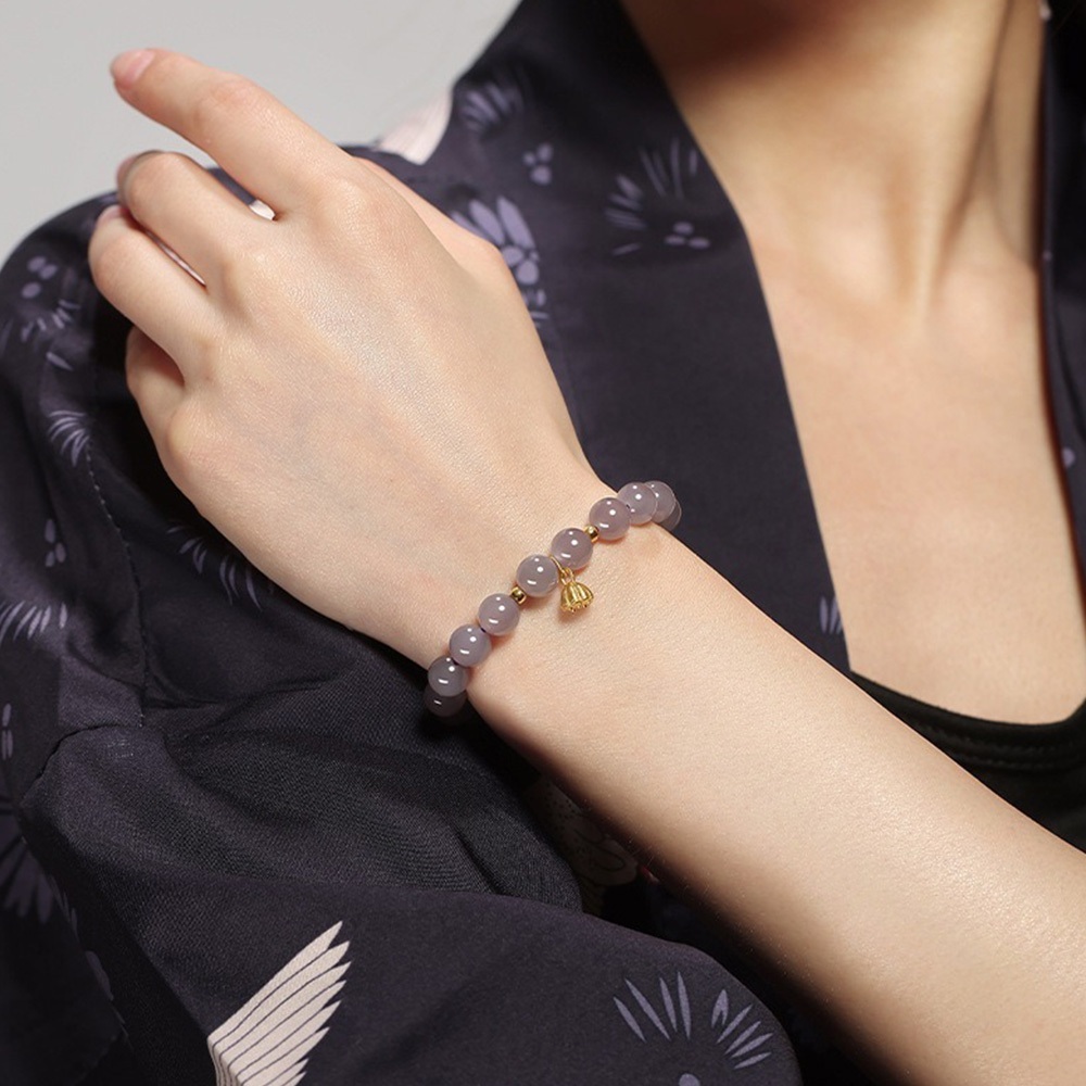 手串 手鍊 佛珠 和田玉手串 玉手鍊 玉珠手串 煙紫手珠 手鏈女 吊墜手串 開運手鍊 手飾 k金手鍊 女生禮物 035