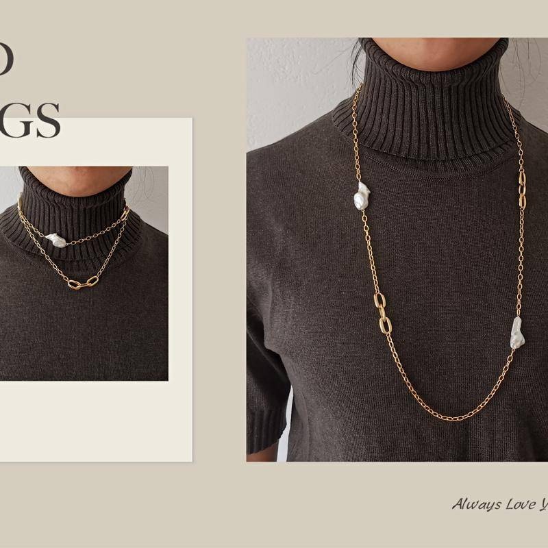項鍊 珍珠項鍊 長項鍊 金項鍊 女生項鍊 毛衣鏈 歐美項鍊 不規則項鍊 巴洛克珍珠項鍊 拼接項鍊 女生禮物 送禮 232