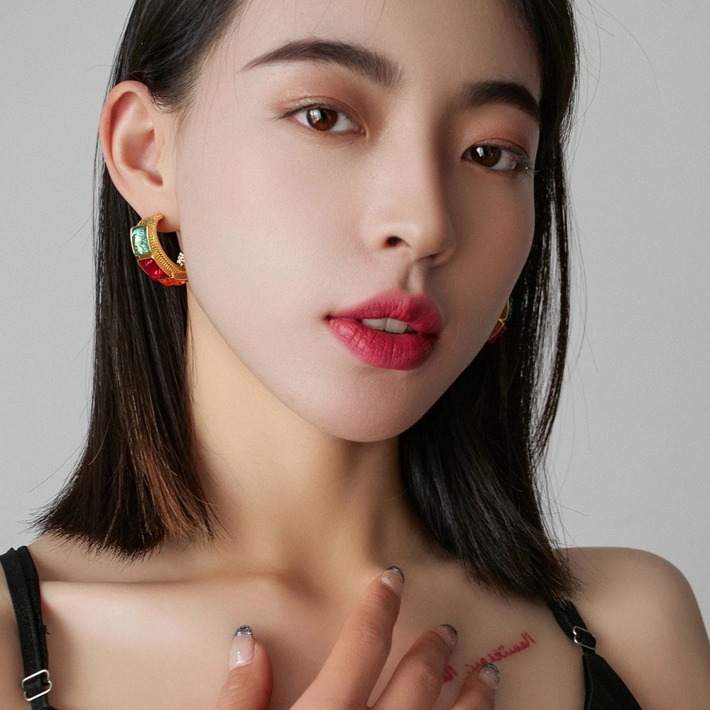 銀針耳環 耳釘 圈圈耳環 歐美耳環 浮誇耳環 大耳環 復古耳環 不規則耳環 個性耳環 女生生日禮物 派對裝扮 042