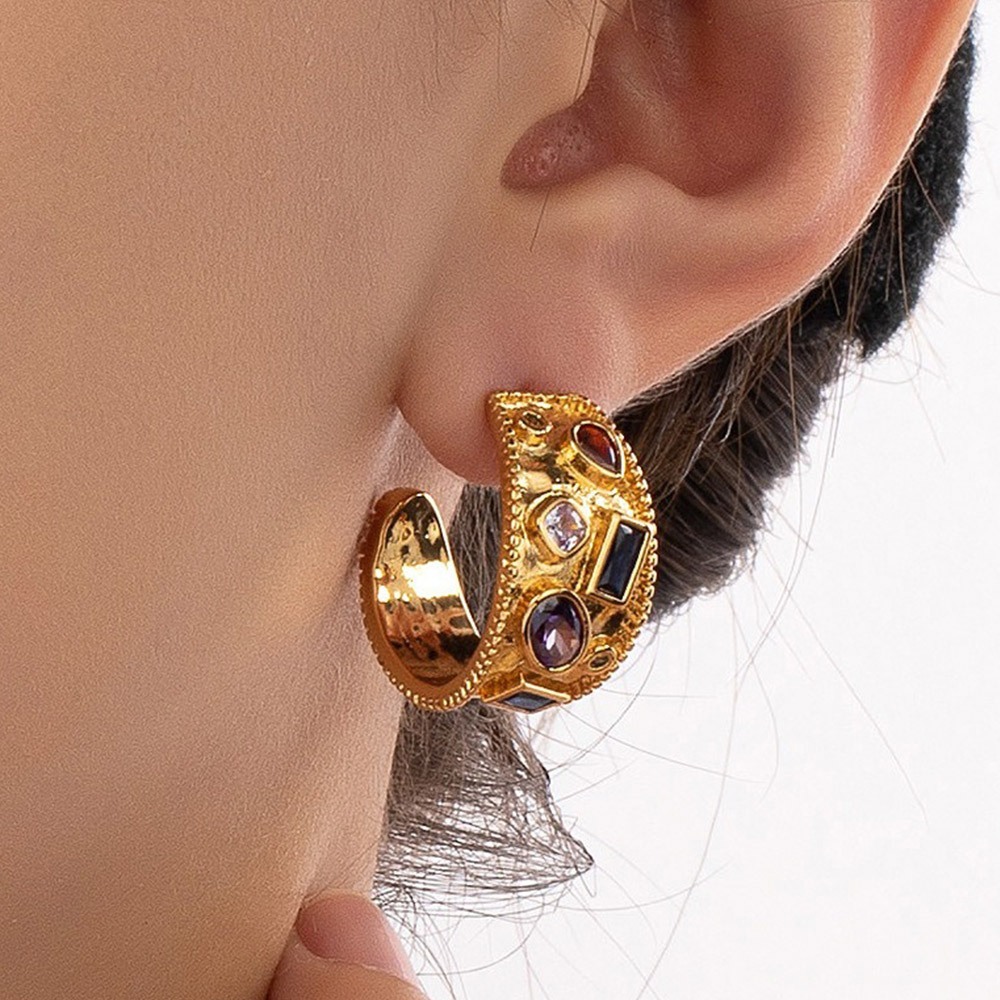 耳環 耳飾 圈圈耳環 復古耳環 浮誇耳環 C字耳釘 法式耳環 歐美耳環 鋯石耳環 金耳環 銀針耳環 女生生日禮物 041