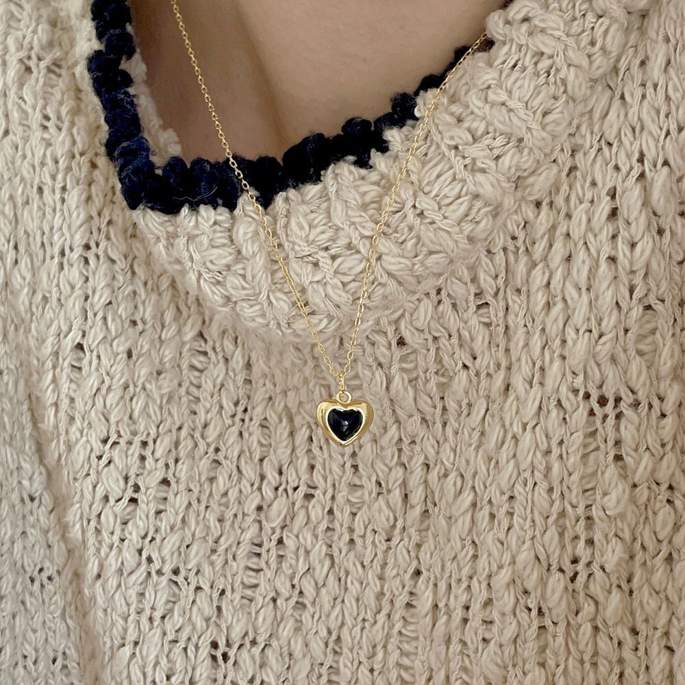 項鍊 女生項鍊 短項鍊 銀項鍊 金項鍊 純銀項鍊 愛心項鍊 黑瑪瑙項鍊 韓國項鍊 日系項鍊 冷淡風項鍊 女生禮物 222