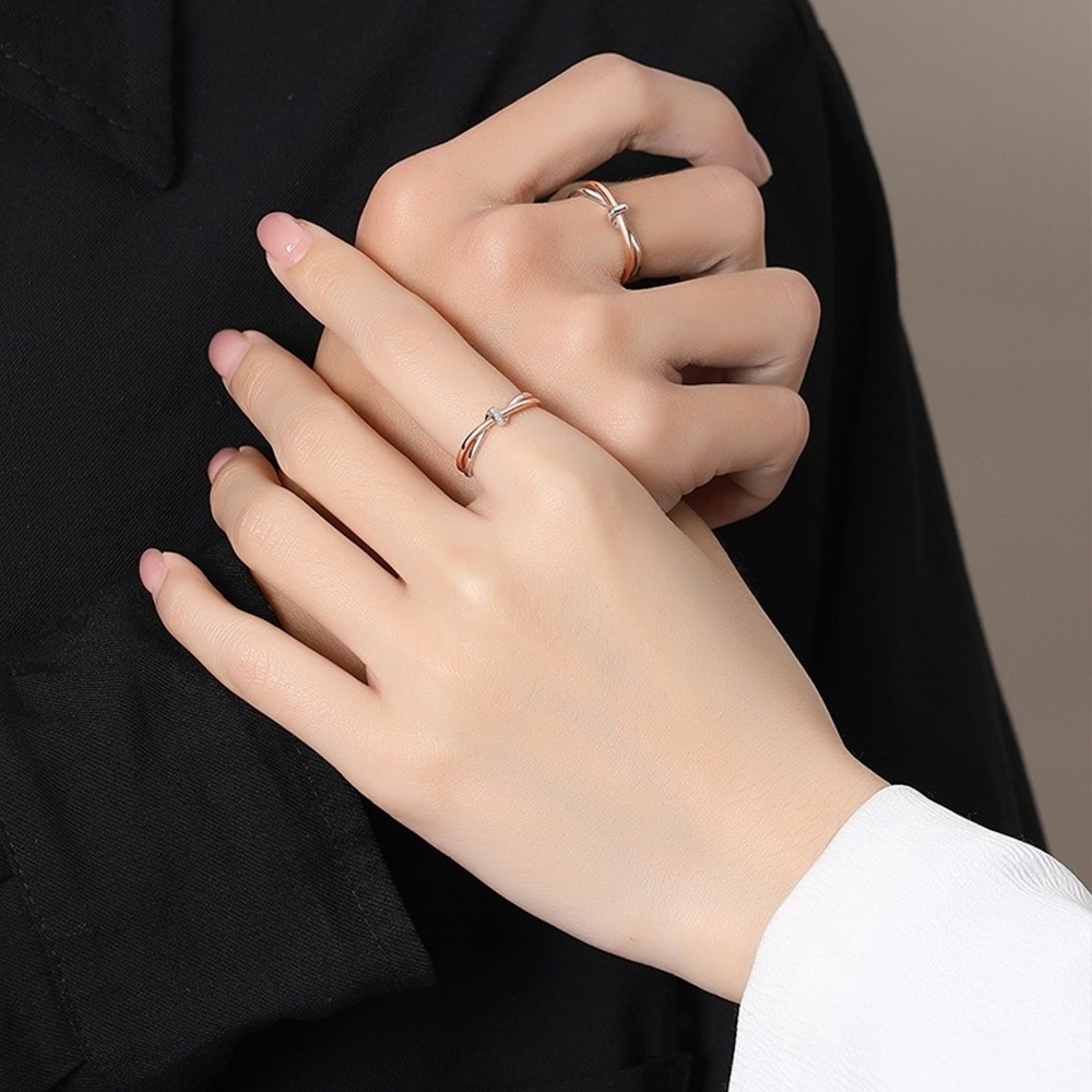 戒指 純銀戒指 情侶戒指 戒指男 扭結戒指 對戒 玫瑰金戒指 個性戒指 可調飾戒指 小眾戒指 情侶禮物 生日禮物 092