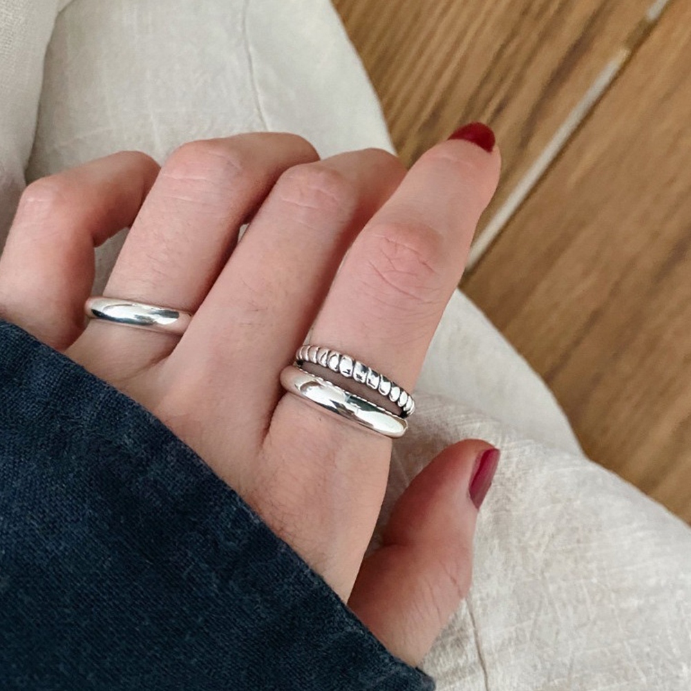 戒指 純銀戒指 銀戒指 麻花戒指 寬版戒指 韓國戒指 個性戒指 日系戒指 雙層戒指 開口戒指 小眾戒指 女生禮物 091