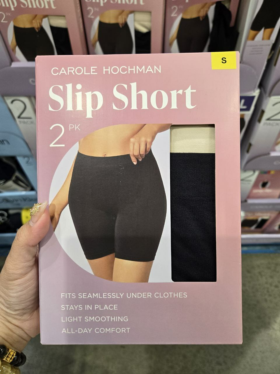 [U] CW CAROLE HOCHMAN WOMEN'S SLIP SHORT, 2-PACK, BLACK, 1746128-BLK/WSPINK (UCW10)