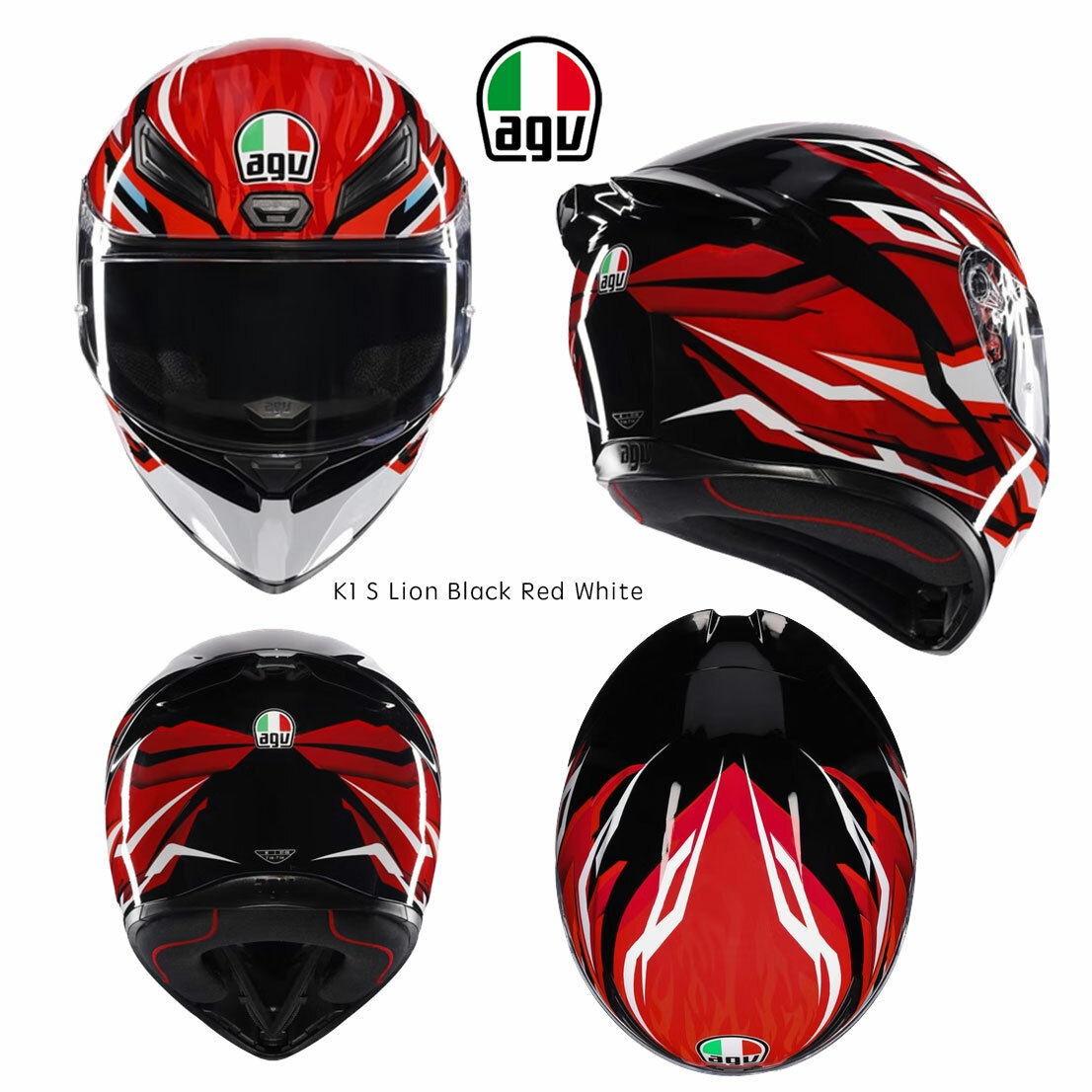 AGV K1S Lion Black/Red/White 全罩安全帽