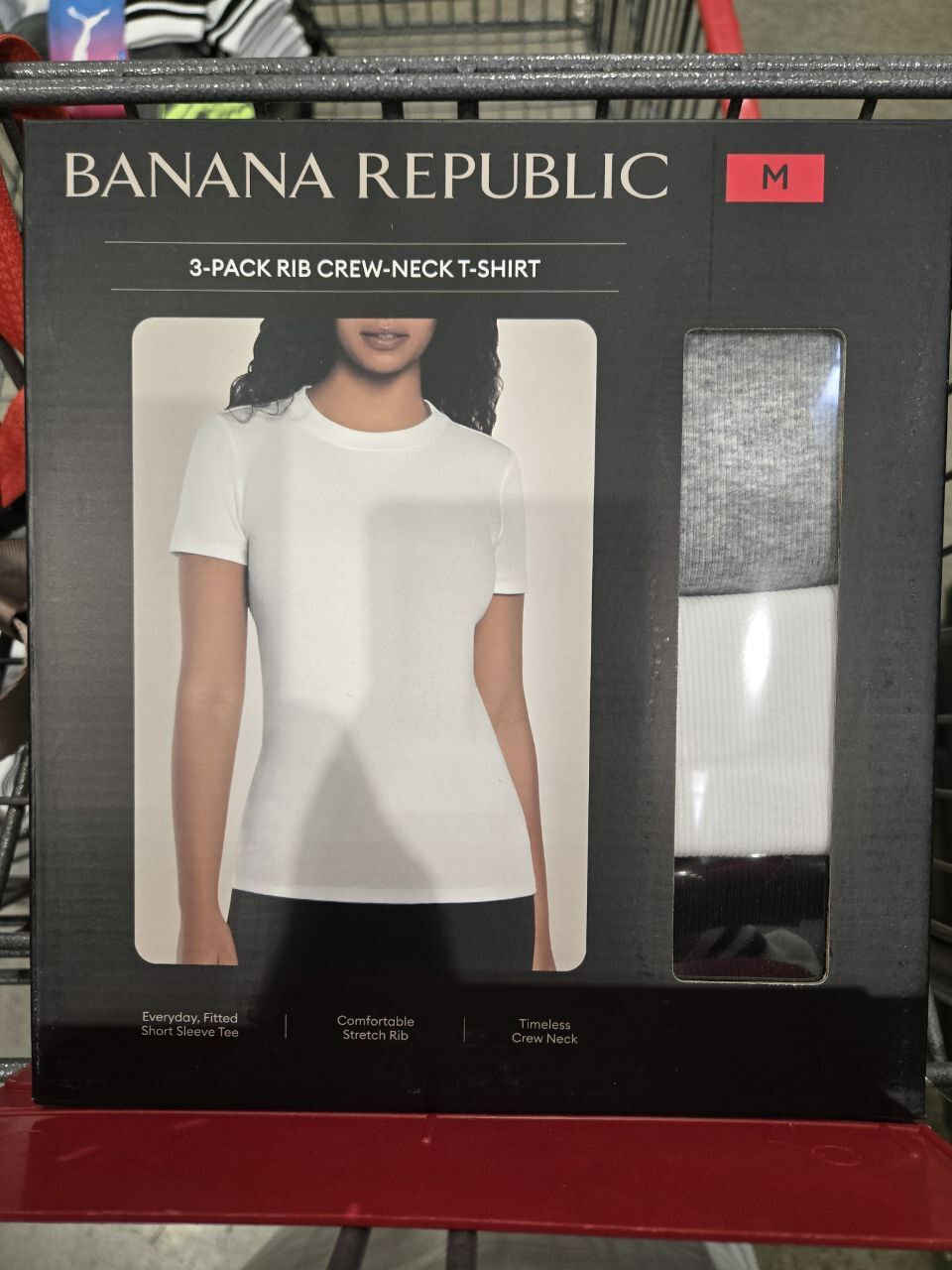 [U] CW BANANA REPUBLIC WOMEN'S RIBBED CREWNECK T-SHIRT, 3-PACK, 1837479-MULTI (UCW18)