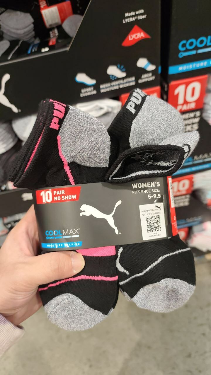 [U] CW PUMA WOMEN'S COMFORT TOE NO SHOW 10 PAIR SOCKS, BLACK, ONE SIZE, UCW19 (UCW19)