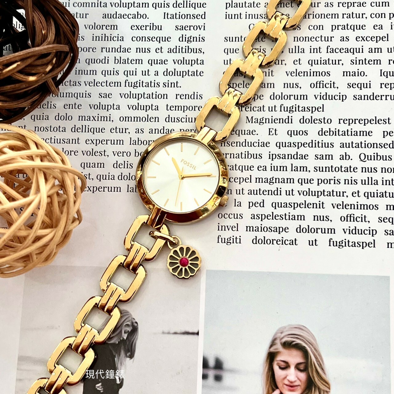 【FOSSIL】Kerrigan 菊花小吊墜大三針女錶BQ5012 32mm現代鐘錶