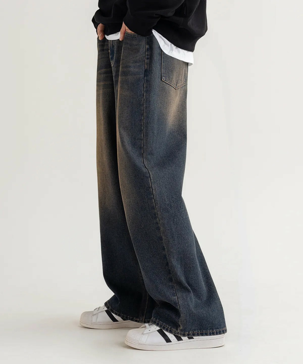 【OWN】LEMAIN SECOND 牛仔褲 復古 泛黃水洗 寬褲 長褲 不分男女