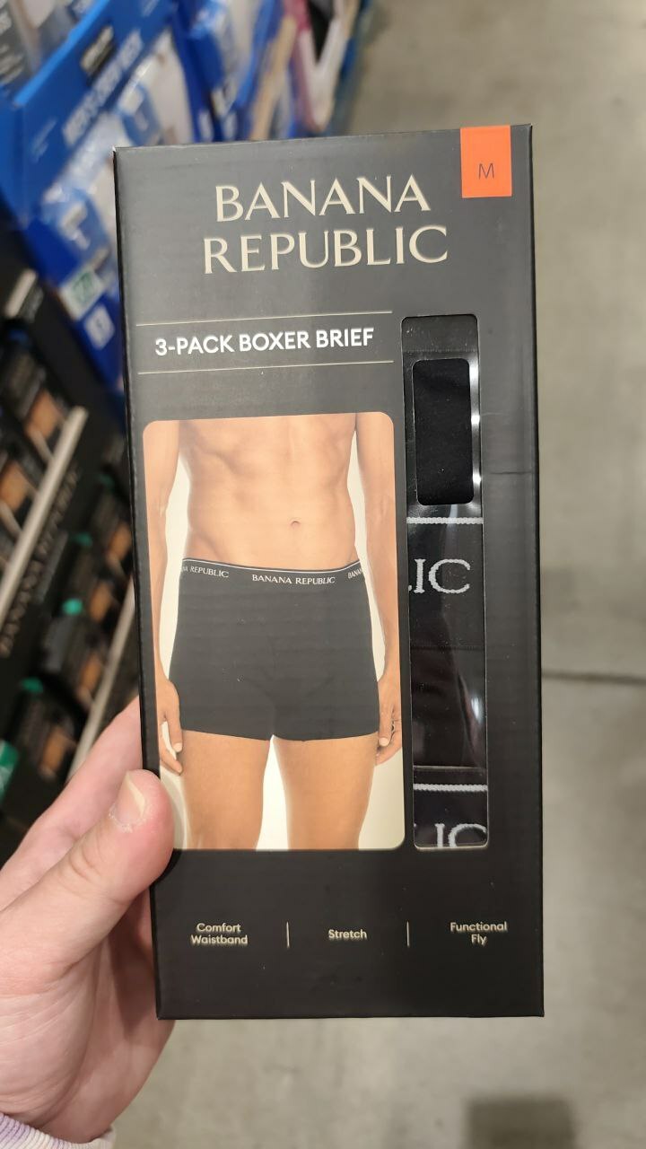 [U] CW BANANA REPUBLIC MEN'S BOXER BRIEF, 3-PACK, BLACK, 1859935-BLACK (UCW26)